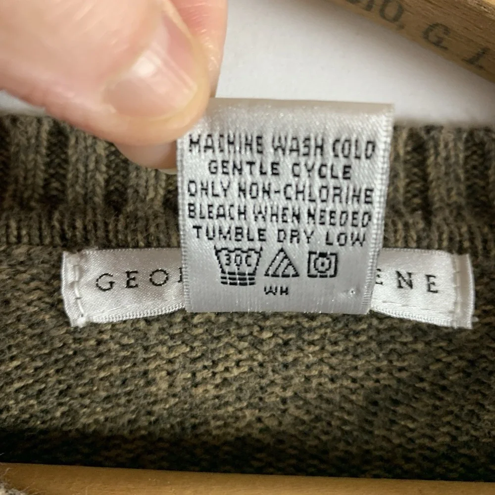 Vintage Geoffrey Beene Mens Cotton Crewneck Sweater XL Olive‎ Brown Preppy Dad